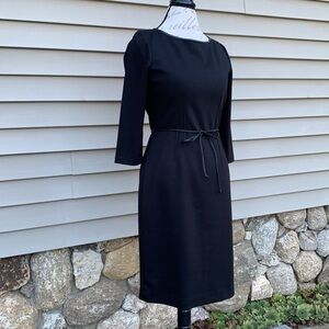 Tahari Julia Dress - Black 3/4 Sleeve w/ Faux Leather Trim